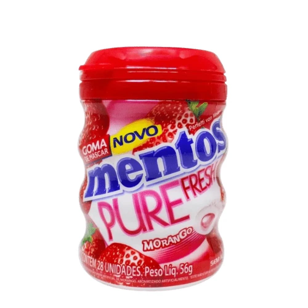 Goma de mascar sem acucar morango mentos pure fresh 56g 28un
