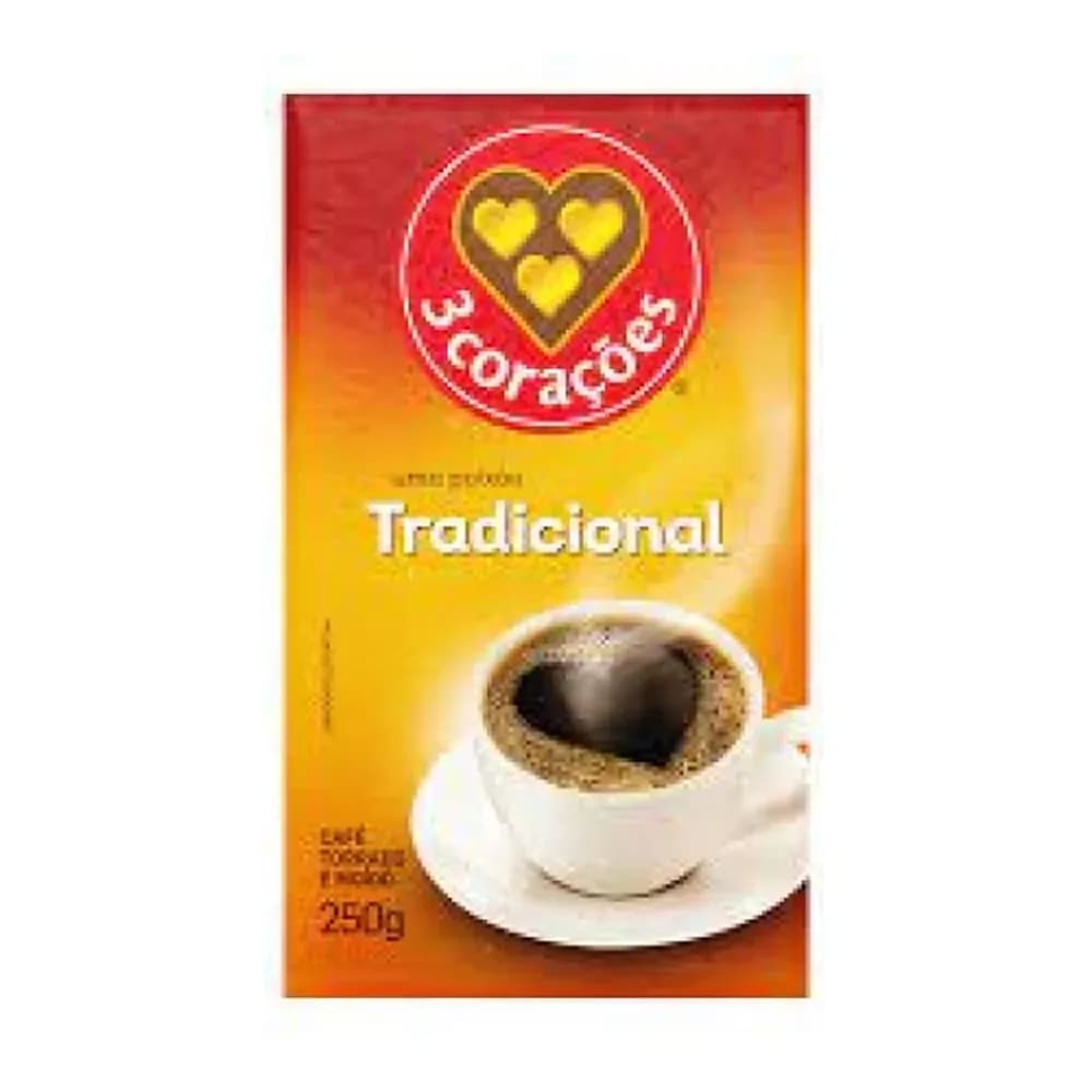 Cafe torrado e moido 3 coracoes tradicional a vacuo 250g