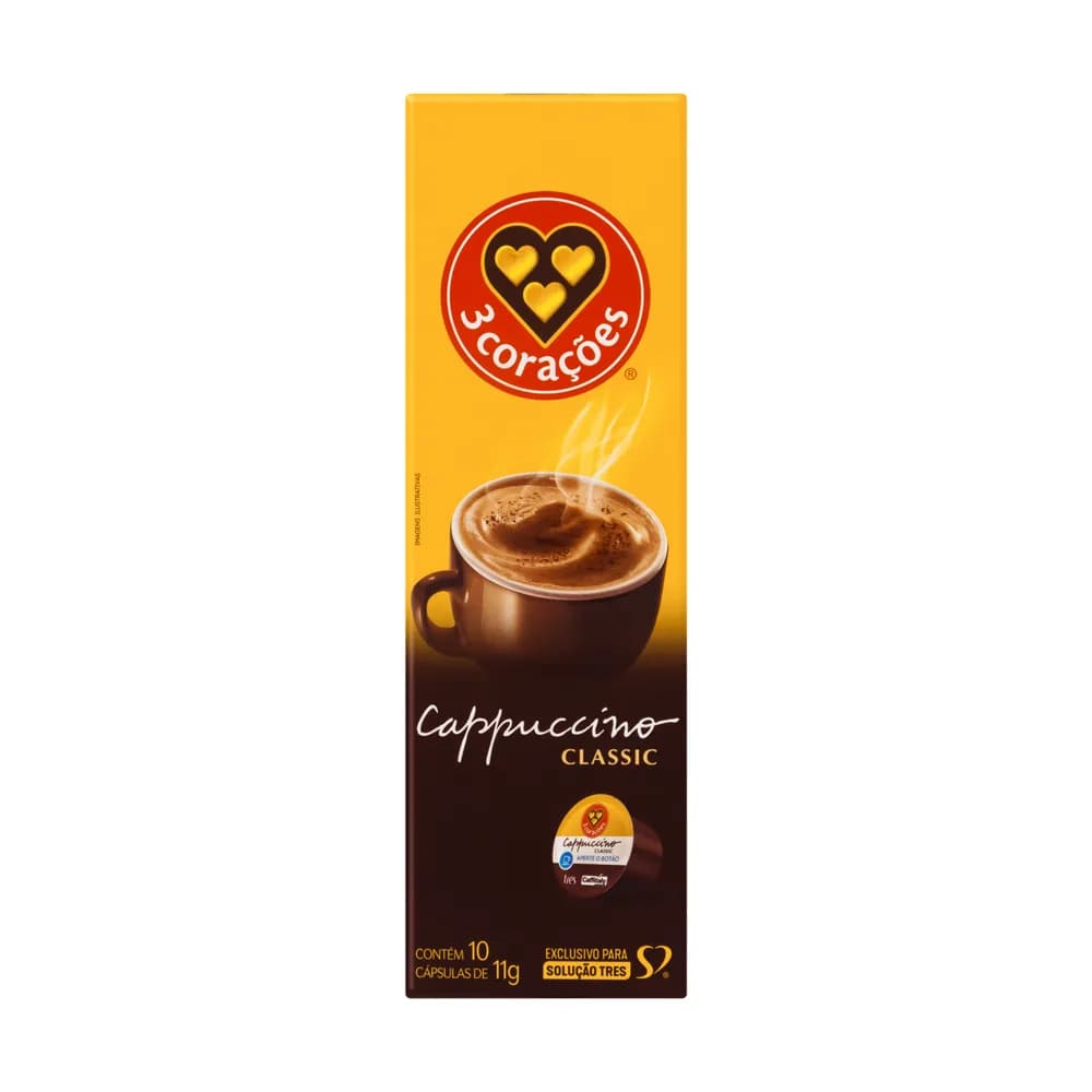 Cappuccino em capsula classic 3 coracoes com 10un