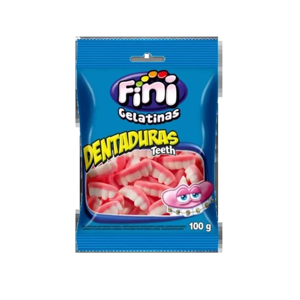 Bala fini gelatina dentaduras embalagem 90g