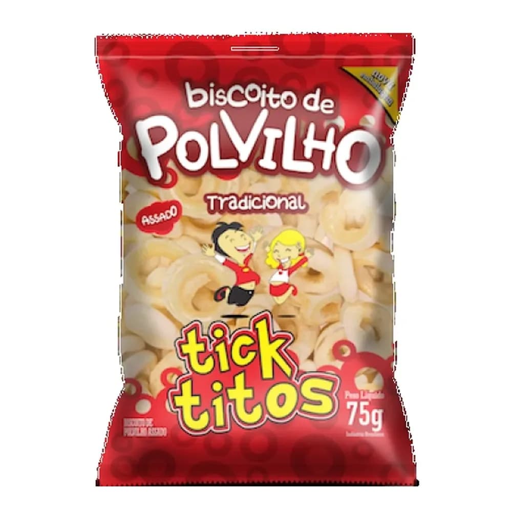 Biscoito de polvilho tick titos tradicional pacote 75g