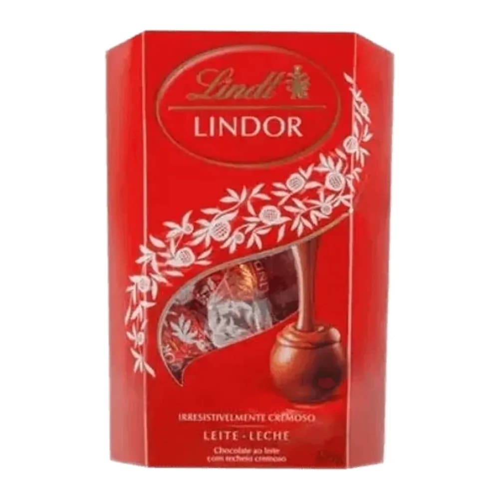 Caixa de bombons chocolate lindt lindor ao leite 37g com 3 unidades