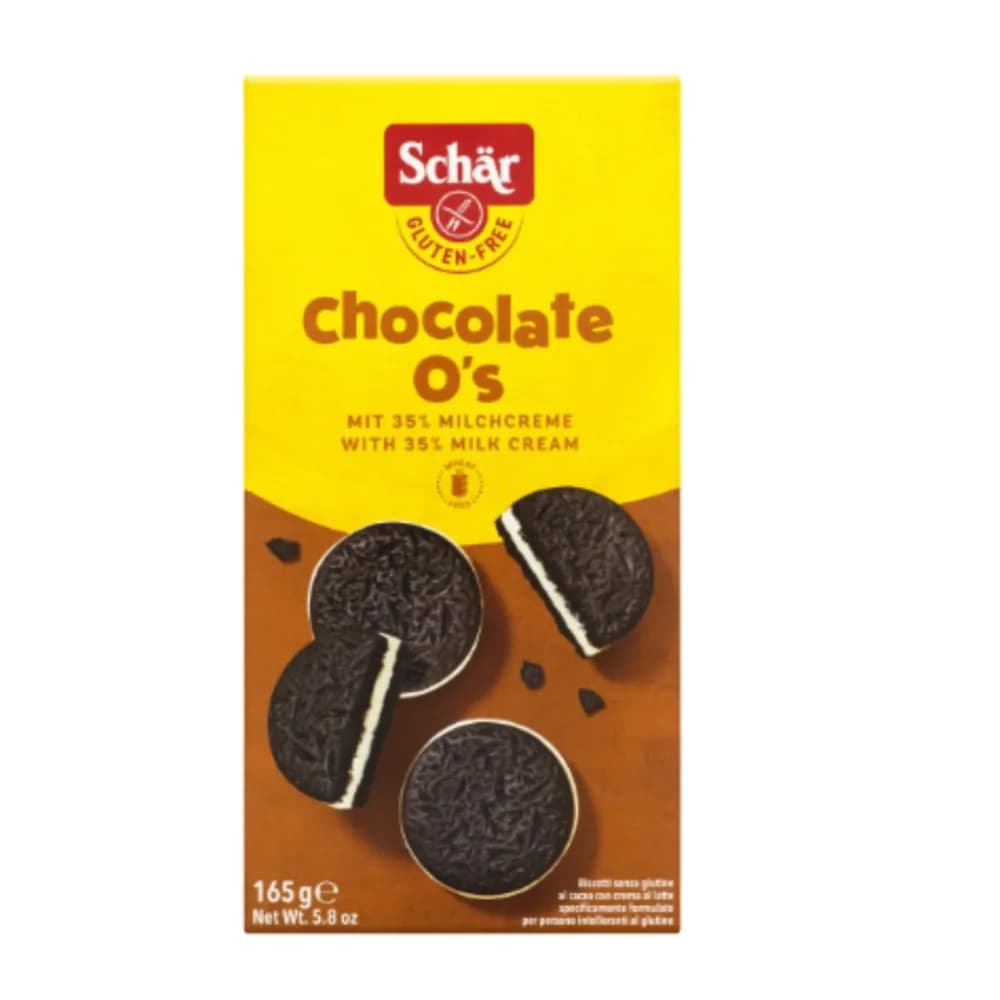 Biscoito doce schar chocolate sem gluten embalagem 165g