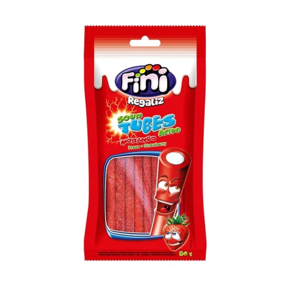 Bala fini tubes morango citrico 80g